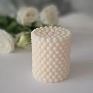 Atmos Home naturalne swiece sojowe dekoracyjne biale Cylindry Walce wolnostojace ozdobne recznie robione na Prezent