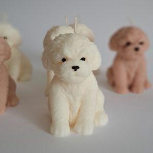 Atmos Home naturalne swiece sojowe dekoracyjne biale Pies Pieski Maltanczyki wolnostojace ozdobne recznie robione na Prezent 2