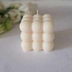 Atmos Home naturalne swiece sojowe dekoracyjne biale duze kostki Bubble wolnostojace ozdobne recznie robione na Prezent