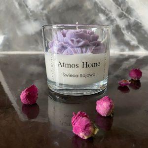 Atmos Home naturalne swiece sojowe w szkle dekoracyjne zapachowe fioletowe lawendowe kwiaty Piwonie ozdobne recznie robione na Prezent
