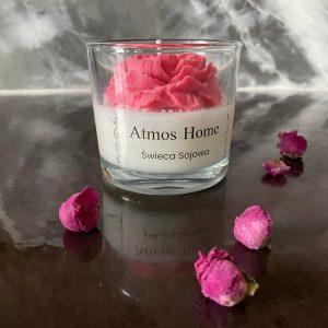 Atmos Home naturalne swiece sojowe w szkle dekoracyjne zapachowe koralowe czerwone kwiaty Piwonie ozdobne recznie robione na Prezent