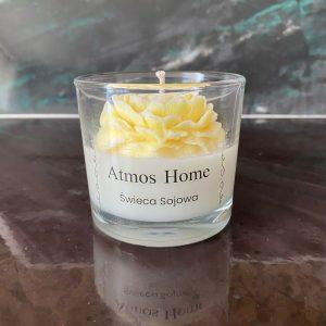 Atmos Home naturalne swiece sojowe w szkle dekoracyjne zapachowe zolte ombre kwiaty Piwonie ozdobne recznie robione na Prezent
