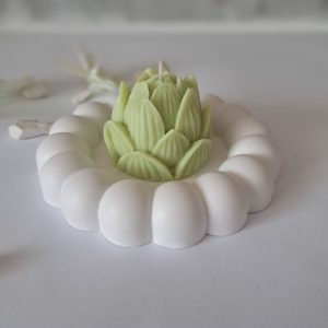 Atmos Home naturalna swieca sojowa weganska zielona kwiat Lotosu dekoracyjna ekologiczna handmade na prezent dla Wegan