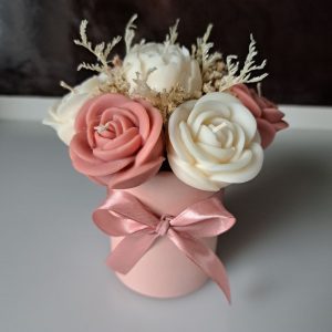 Mini Candle Flower Box - Świece Sojowe Zapachowe - Róże Pudrowy