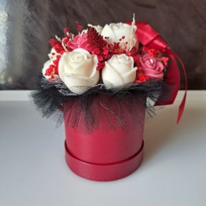 Candle Flower Box ze Świec Sojowych Zapachowych - Bukiet Róż