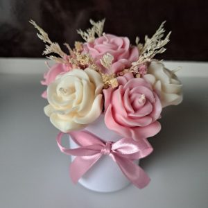 Mini Candle Flower Box - Świece Sojowe Zapachowe - Róże Bukiet