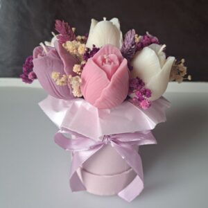 Candle Flower Box ze Świec Sojowych Zapachowych - Tulipany II