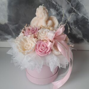 Candle Flower Box - Świece Sojowe Zapachowe - Bukiet z Aniołem