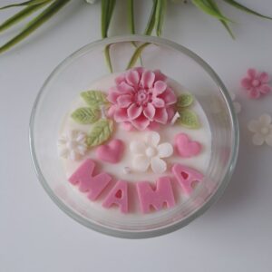 Świeca Sojowa Zapachowa w szkle "MAMA" - zapach Malina & Róża