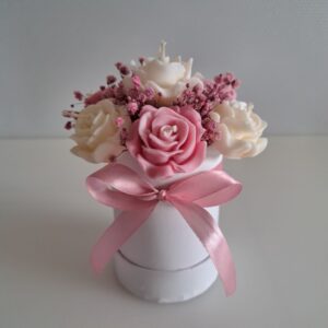 Mini Flower Box ze Świec Sojowych Zapachowych - Róże