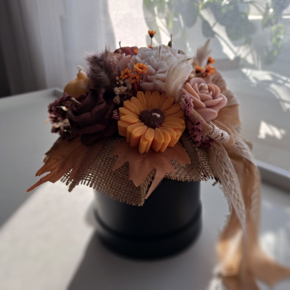 Jesienny Flower Box ze Świec Sojowych Zapachowych - Bukiet BOHO - obrazek 3