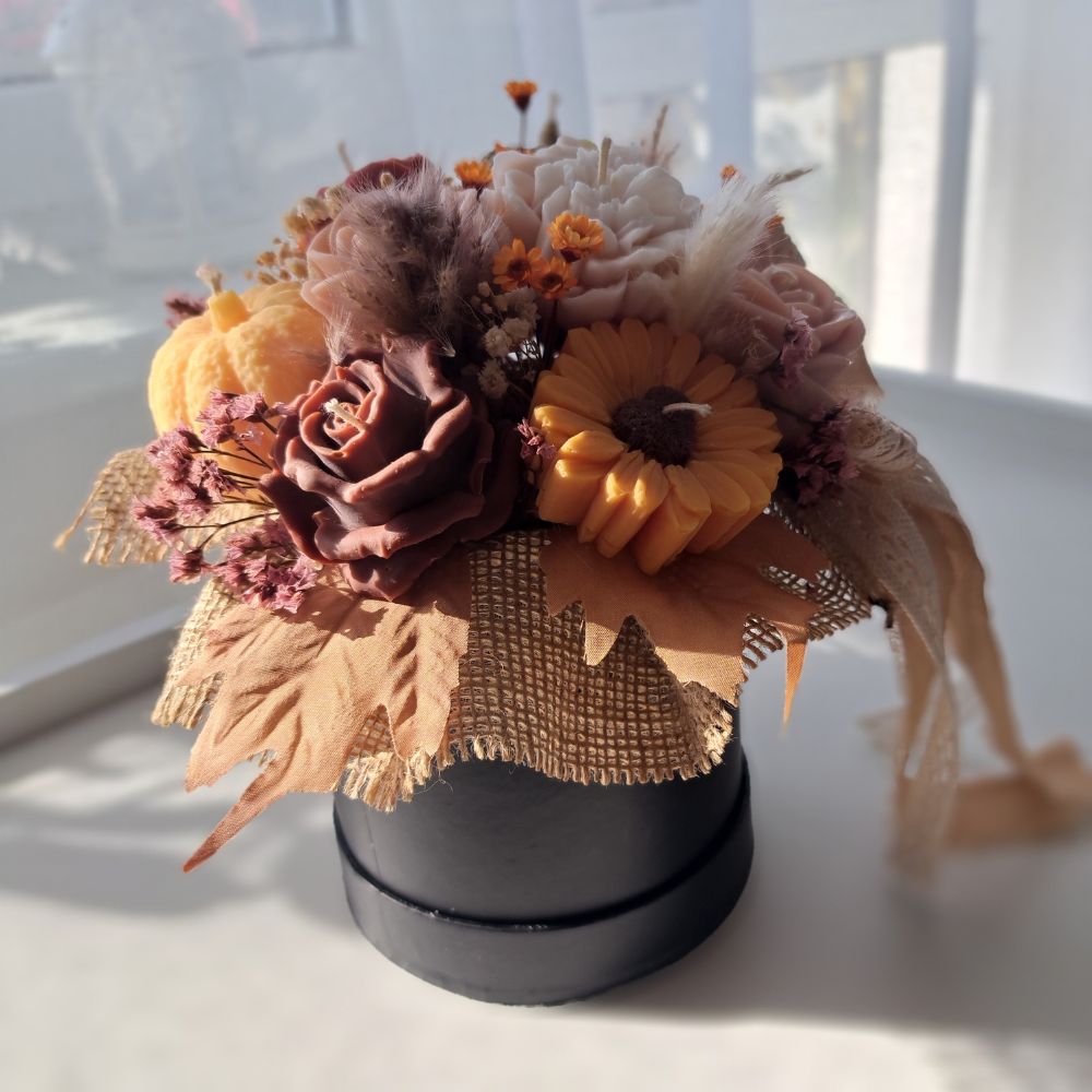 Jesienny Flower Box ze Świec Sojowych Zapachowych – Bukiet BOHO