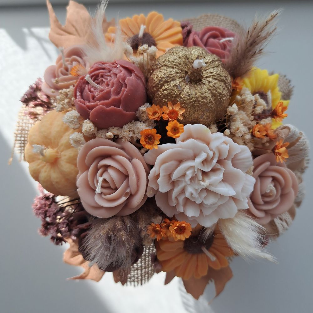 Jesienny Flower Box ze Świec Sojowych Zapachowych - Bukiet BOHO - obrazek 2